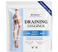 Ritalia Anti Cellulite Leggings, Cooling Draining Leg Wraps, Reusable | Cold body wrap you simply pull on, for tired heavy legs, bum and tummy, with menthol, caffeine and ginger, no rolling