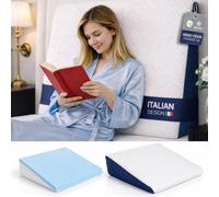 Ritalia® Wedge Pillow 90x65x20 cm for ELEVATING Mattress | Memory Foam Cushion for Back Support in Bed | SIT UP Wedge Pillow with Removable Bamboo Cover.