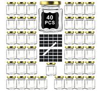 Ritayedet 40 Pack Small Glass Honey Jars with Lids for Wedding Favor, Baby Showers, 3 Oz Airtight Glass Canning Jars with Lids, Candle Jars for Spice, Candy, Jam, Waterproof Stickers