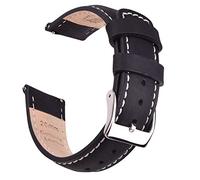 Ritche Christmas Gift Quick Release Leather Watch Bands Genuine Watch Straps for Men Women Top Grain Leather Watch Strap, White Elephant Gifts, Stocking Stuffers for Men, Father's Day gifts, Black