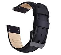 Ritche Christmas Gift Quick Release Leather Watch Bands Genuine Watch Straps for Men Women Top Grain Leather Watch Strap, White Elephant Gifts, Stocking Stuffers for Men, Father's Day gifts, Black