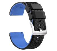 Ritche Christmas Gift Silicone Watch Bands 18mm 20mm 22mm 24mm Quick Release Rubber Watch Bands for Men, White Elephant Gifts, Stocking Stuffers For Men, Black/Blue/Silver, 24mm, Modern