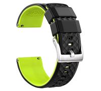 Ritche Christmas Gift Silicone Watch Bands 18mm 20mm 22mm 24mm Quick Release Rubber Watch Bands for Men, White Elephant Gifts, Stocking Stuffers For Men, Black/Fluorescent Green/Silver, 24mm