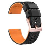 Ritche Christmas Gift Silicone Watch Bands 18mm 20mm 22mm 24mm Quick Release Rubber Watch Bands for Men, White Elephant Gifts, Stocking Stuffers For Men, Black/Pumpkin Orange/Rose Gold, 24mm