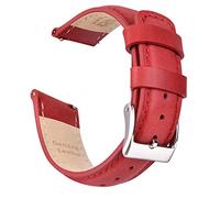 Ritche Quick Release Genuine Leather Watch Band for Men Women 18mm 20mm 21mm 22mm 23mm 24mm Full Grain Leather Band, Red/Silver, 18mm, Classic