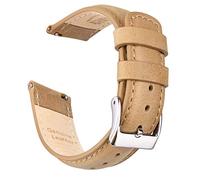 Ritche Quick Release Genuine Leather Watch Band for Men Women 18mm 20mm 21mm 22mm 23mm 24mm Full Grain Leather Band, Khaki Brown/Silver, 20mm, Classic