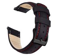 Ritche Quick Release Leather Watch Bands Genuine Watch Straps for Men Women- 18mm 20mm 21mm 22mm 23mm 24mm Top Grain Leather Watch Strap, Black & Red & Black, 20mm, Classic