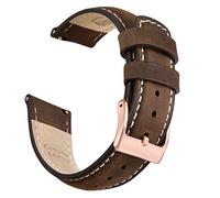 Ritche Quick Release Leather Watch Bands Genuine Watch Straps for Men Women- 18mm 20mm 21mm 22mm 23mm 24mm Top Grain Leather Watch Strap, Saddle Brown & White & Rose Gold, 18mm, Classic