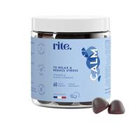 Rite Calm Gummies, Sleep Aid, Melatonin Alternative, Relaxation, Vegan, Natural Adaptogenic Botanicals, L-Theanine, Lemon Balm, Berries Flavour (60 Count,1 Month)