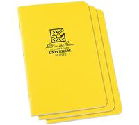 Rite In The Rain Waterproof Paper Min Waterproof Paper Notepad Staple Bound Pack of 3 Flex Cover Black 24 pages 12 sheets Saddle Stitch Binding Imperial and Metric Rulers, 3¼ X 4⅝- Inch, Yellow