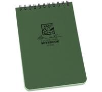 Rite in the Rain Waterproof Paper Pocket Notebook Top Spiral Bound 4 x 6 Inch Cover Green Polydura 19 Gauge 100 Pages 50 Sheets Wire-o Binding Imperial & Metric Rulers Covnersaion table & Map Scale
