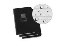 Rite In The Rain Waterproof Paper Mini Notepad Staple Bound Pack of 3 Flex Cover Black 24 pages 12 sheets Saddle Stitch Binding Imperial and Metric Rulers, 3¼ X 4⅝- Inch