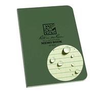 Rite In The Rain Waterproof Field Flex Memo Notepad Green Perfect Bound Green Paper 112 pages 56 Sheets Imp & Metric Rulers Conversion table & Map Scale 3½ X 5- Inch Resists Oil & Grease Mud & Grime