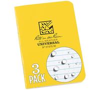 Rite In The Rain Waterproof Paper Min Waterproof Paper Notepad Staple Bound Pack of 3 Flex Cover Black 24 pages 12 sheets Saddle Stitch Binding Imperial and Metric Rulers, 3¼ X 4⅝- Inch, Yellow