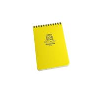 Rite in the Rain Waterproof Paper Pocket Notebook Top Spiral Bound 4 x 6 Inch Cover Yellow Polydura 19 Gauge 100 Pages 50 Sheets Wire-o Binding Imperial & Metric Rulers Covnersaion table & Map Scale
