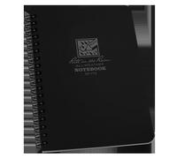 Rite In The Rain Waterproof Paper Side Spiral Notepad Black Polydura Cover 64 Pages 12 Sheets Imperial and Metric Rulers, 4 ⅝ x 7- Inch
