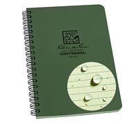 Rite In The Rain Waterproof Paper Side Spiral Notepad Green Polydura Cover 64 Pages 12 Sheets Imperial and Metric Rulers, 4 ⅝ x 7- Inch