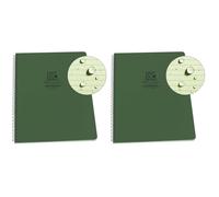 Rite in the Rain Waterproof Paper Side Spiral Notepad Green Polydura Cover 84 Pages 42 Sheets Imperial and Metric Rulers, 4 ⅝ x 7- Inch (Pack of 2)