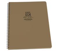Rite In The Rain Waterproof Paper Side Spiral Notepad Tan Polydura Cover 84 Pages 42 Sheets Imperial and Metric Rulers, 4 ⅝ x 7- Inch, Brown