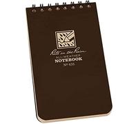 Rite in the Rain Waterproof Paper Universal Pocket Top Wire Bound Spiral Notebook Brown 100 Pages 50 Sheets Imperial & Metric Ruler Universal Pattern 3 x 5 Inch