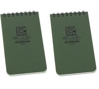 Rite in the Rain Waterproof Paper Universal Pocket Top Wire Bound Spiral Notebook Green 100 Pages 50 Sheets Imperial & Metric Ruler 3 x 5 Inch (Pack of 2)