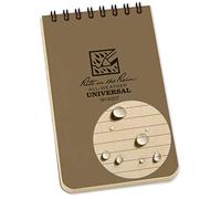 Rite in the Rain Waterproof Paper Universal Pocket Top Wire Bound Spiral Notebook Tan 100 Pages 50 Sheets Imperial & Metric Ruler 3 x 5 Inch