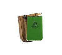 Rite in the Rain Weatherproof 3" x 5" Top-Spiral Notebook Kit: Tan CORDURA Fabric Cover, 3" x 5" Green Notebook, and an Weatherproof Pen (No. 935-KIT), Green/Tan