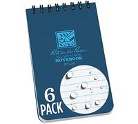 Rite in the Rain Weatherproof 3"x5" Top Spiral Notebook, Blue Cover, Universal Pattern, 6 Pack (No. 235L6)