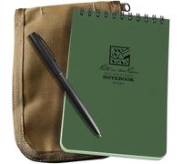 Rite in the Rain Weatherproof 4" x 6" Top Spiral Notebook Kit: Tan Cordura Fabric Cover, 4" x 6" Green Notebook, and an Weatherproof Pen (No. 946-KIT)