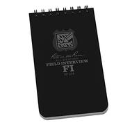 Rite in the Rain Weatherproof Field Interview Notebook, 3" x 5", Black Cover, Field Interview Form Pages (No. 104)