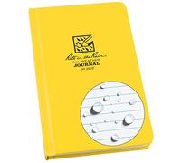 Rite in the Rain Weatherproof Hard Cover Notebook, 4.75" x 7.5", Yellow Cover, Journal Pattern (No. 390F)