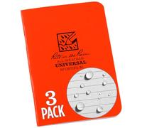 Rite in the Rain Weatherproof Mini Stapled Notebook, 3.25" x 4.625", Orange Cover, Universal Pattern, 3 Pack (No. OR71FX-M)