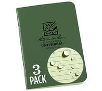 Rite in the Rain Weatherproof Mini Stapled Notebook, 3.25" x 4.625", Tan Cover, Universal Pattern, 3 Pack (No. 971TFX-M)
