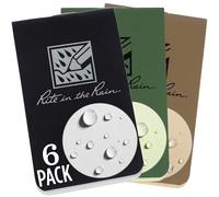 Rite in the Rain Weatherproof On The Go Wallet Notebook, 2" x 3.375", 2 Each Tan, Green, Black Cover, Blank Pages, 6 Pack (No. OTG-TACL)