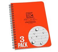 Rite in the Rain Weatherproof Side Spiral Notebook, 4.625" x 7", Orange Cover, Universal Pattern, 3 Pack (No. OR73L3)