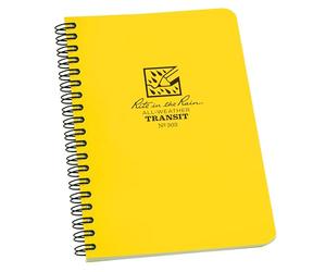 Rite in the Rain Weatherproof Side Spiral Notebook, 4.625" x 7", Yellow Cover, Transit Pattern (No. 303)