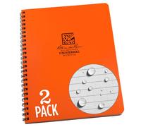 Rite in the Rain Weatherproof Side Spiral Notebook, 6.625" x 8.5", Orange Cover, Universal Pattern, 2 Pack (No. OR73-LGL2)