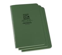 Rite in the Rain Weatherproof Stapled Notebook, 4.625" x 7", Tan Cover, Universal Pattern, 3 Pack (No. 971TFX)