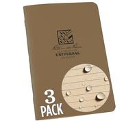 Rite in the Rain Weatherproof Stapled Notebook, 4.625" x 7", Tan Cover, Universal Pattern, 3 Pack (No. 971TFX)