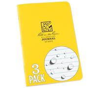 Rite in the Rain Weatherproof Stapled Notebook, 4.625" x 7", Yellow Cover, Journal Pattern, 3 Pack (No. 391FX)