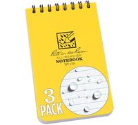 Rite in the Rain Weatherproof Top Spiral Notebook, 3" x 5", Yellow Cover, Universal Pattern, 3 Pack (No. 135-3X)