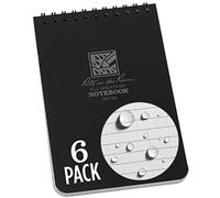Rite in the Rain Weatherproof Top Spiral Notebook, 4" x 6", Black Cover, Universal Pattern, 6 Pack (No. 746L6)
