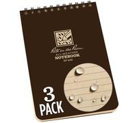 Rite in the Rain Weatherproof Top Spiral Notebook, 4" x 6", Brown Cover, Universal Pattern, 3 Pack (No. 446-3)