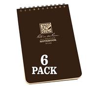 Rite in the Rain Weatherproof Top Spiral Notebook, 4" x 6", Brown Cover, Universal Pattern, 6 Pack (No. 446L6)