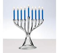 Rite Lite Modern Polished Silvertone Chanukah Menorah - Hanukkah Candles Menorah 4.5" h
