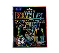Rite Lite Shabbat Scratch Art Kit - 24 Themed Cards & 12 Wood Scratch Tools for Creative Fun - Perfect for Decorating, Creating Art, and Celebrating Jewish Rest Day with Beautiful Shabbat Decor