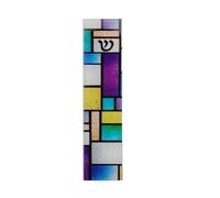Rite Lite Stained Glass Art Glass Mezuzah - Handcrafted Abstract Design, Colorful Home Decoration - Easy Mounting Tape for Hanging on Door or Wall, Vibrant and Artistic Mezuzah for Your Entryway