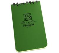 Rite in the Rain Waterproof Paper Universal Pocket Top Wire Bound Spiral Notebook Green 100 Pages 50 Sheets Imperial & Metric Ruler 3 x 5 Inch