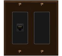RiteAV 1 Port Cat6 Wall Plate - 2 Gang [Brown/Black]