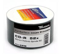 Ritek 901OEDRPSN001 50 x Traxdata Full Face Inkjet Printable White CD-R 52x Blank Discs 700MB CDR